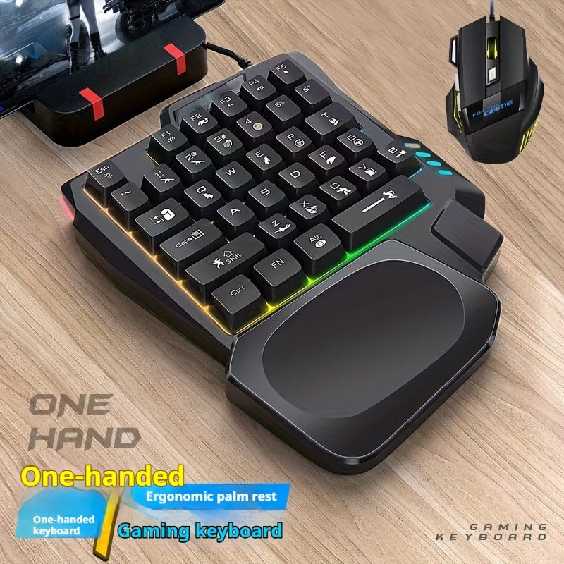 Mobile gaming keyboard and mouse combo with RGB lighting, connectivity, and mechanical feel for PUBG Mobile and other mobile games.