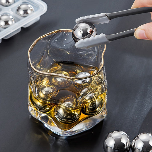 Set of 8 Stainless Steel Ice Ball Makers with Clips - 25mm Quick-Freeze Spheres for Whiskey & Wine Cooling, Must-Have Kitchen Gadgets