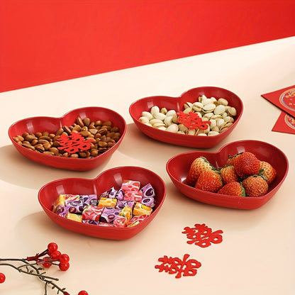 Heart-Shaped Serving Set for Valentine's Day, weddings, and romantic dinners. Includes salad, fruit plates, cereal bowls, snack dishes, and potato chips.