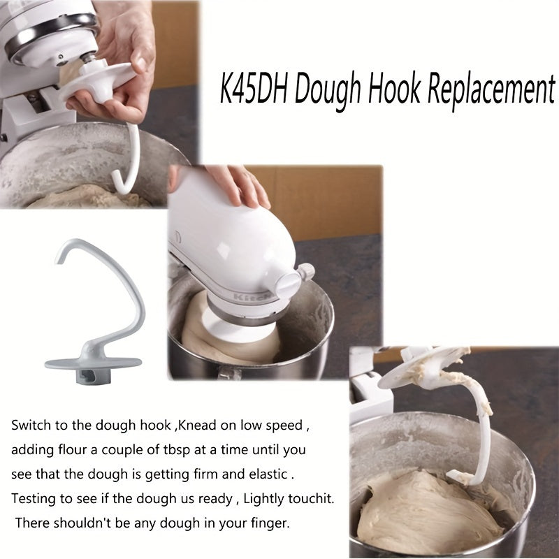 White Aluminum Flex Edge Beater for 4.5 and 5 Qt Tilt-Head Stand Mixers - Compatible with KSM150, KSM90, K45, KSM5, KSM500 - Dough Hook Replacement with Anti-Stick Coating (1 Pack)