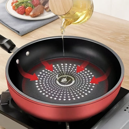 A non-stick 24cm cast iron skillet with a lid, perfect for frying and stir-frying. This skillet is hand wash only and compatible with smooth surface non-induction cooktops. It comes with a lid for added convenience.