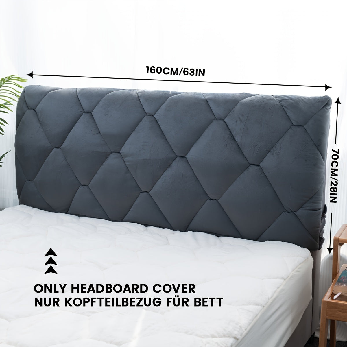 1pc TEXSTEAD Thick Headboard Cover in Sleek Gray - 100% Polyester, Machine Washable, adds comfort and style to your bedroom, durable fabric, tufted design, perfect enhancement for