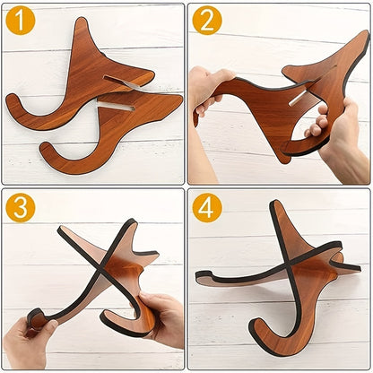 Wooden X-Type guitar stand with soft rubber cover for various string instruments.