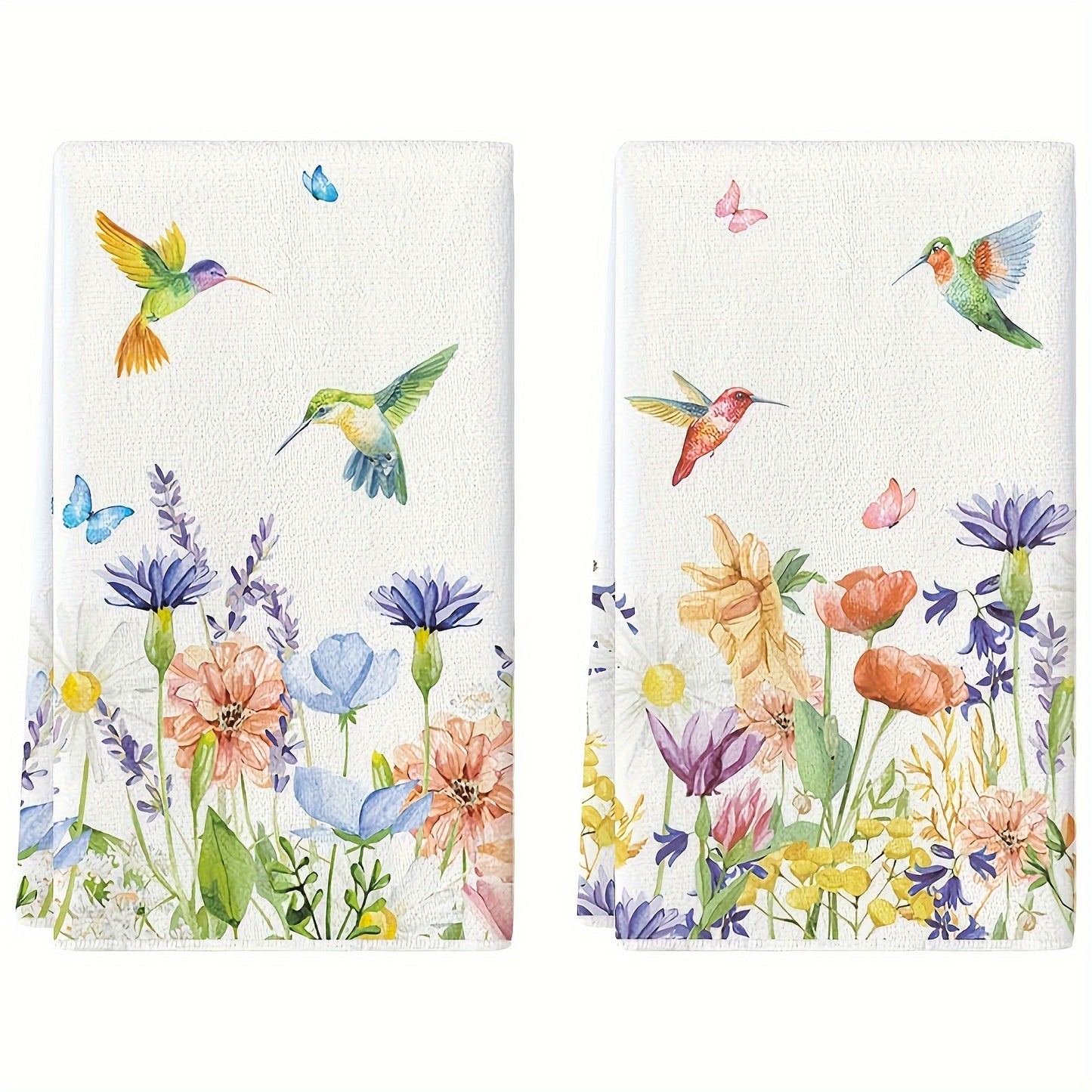 2/4 piece set of Hine Spring Floral hand towels. Ultra-soft, quick-dry, absorbent microfiber dishcloths. Fade-resistant and machine washable for home and kitchen decor.