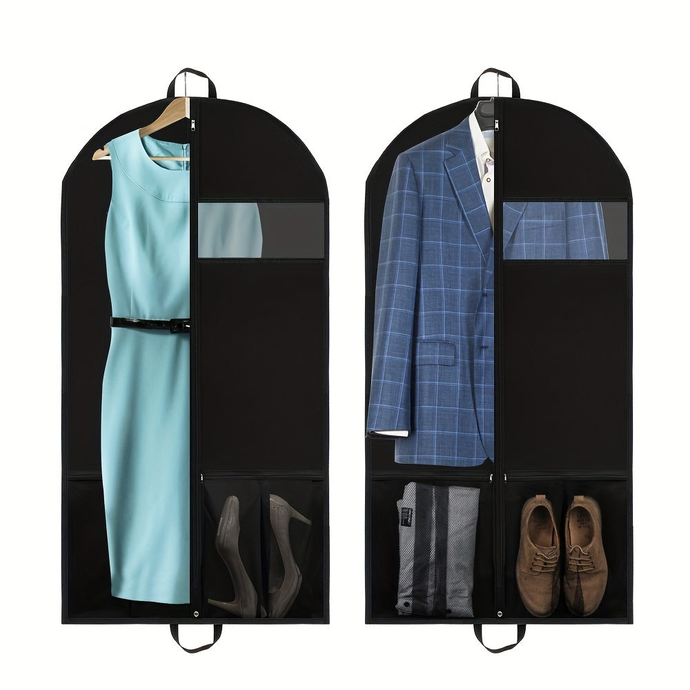 Heavy Duty Garment Bag with Pocket for Dresses and Coats - Perfect for Travel and Storage, Featuring a Convenient Zipper