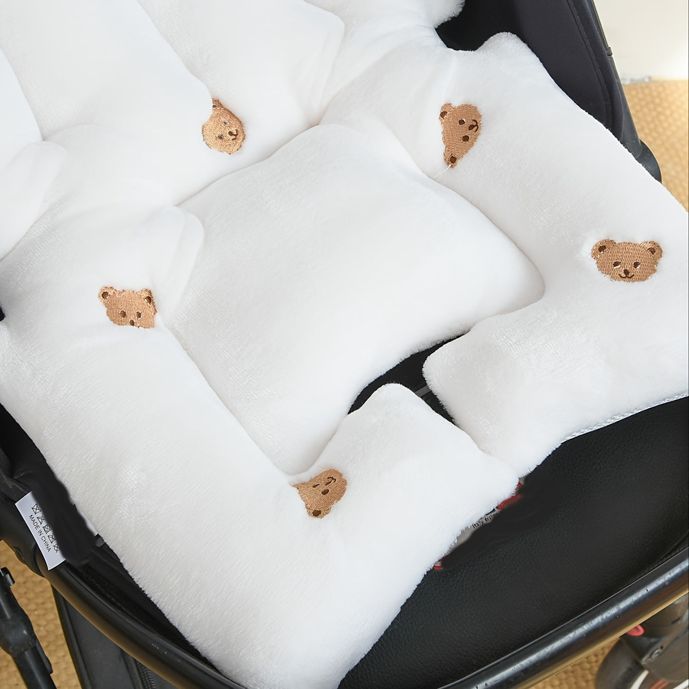 Soft and cozy stroller seat cushion for kids - with embroidery, provides year-round comfort, easily machine washable