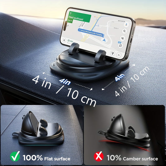 PANDAFAUCET Adjustable Car Phone Holder - Silicone Dashboard Mount, 360° Rotatable, Non-Slip Grip, Spring-Loaded Arm, Compatible with Various Smartphones