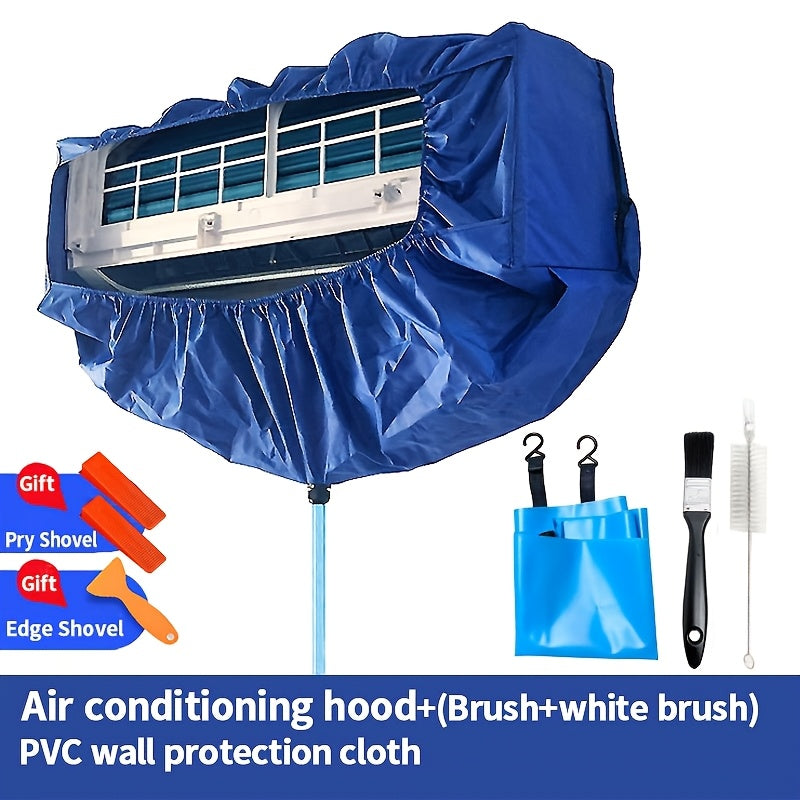 Thickened Air Conditioner Cleaning Hood with Water Collection Bag, Hangable Cover Kit for Home Use, Universal Size 1.5P, No Electricity Required, Comes with Pry Shovel and Edge Shovel