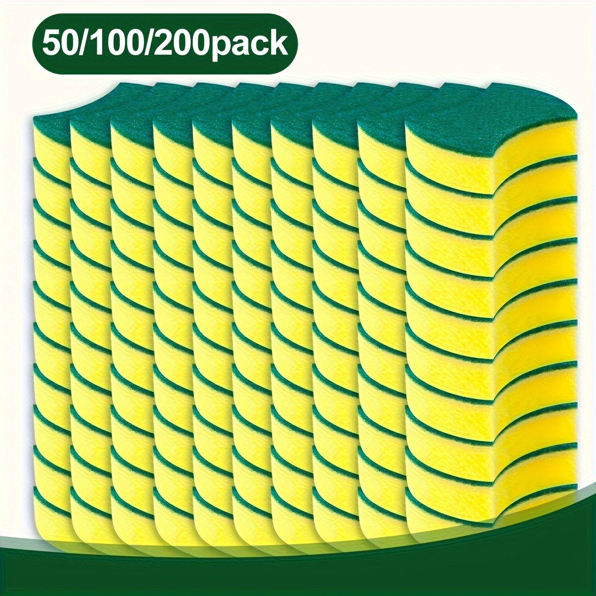 Get your hands on a pack of 50/100/200 Multifunctional Cleaning Sponges. These double-sided scouring pads are perfect for household cleaning, dishwashing, and more. Made with premium materials, these durable non-scratch sponges are super absorbent and