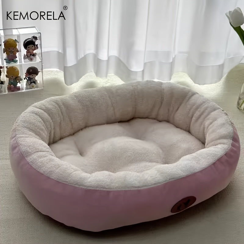 KEMORELA Classic Plush Pet Bed for small to large pets, made of thickened round cat and dog nest with warm deep sleep mat. Made from non-electric polyester fiber material in multiple sizes.