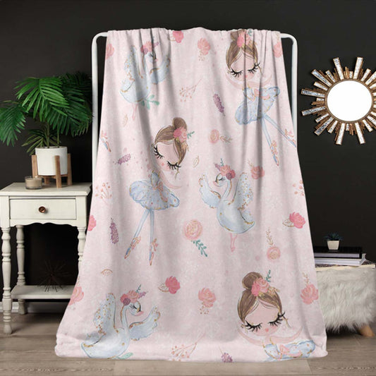 Soft and cozy, this charming ballet dancer cartoon pattern flannel throw blanket is perfect for all seasons. Whether you use it on the sofa, in the office, or on the bed, this versatile nap blanket is sure to keep you warm and comfortable. Made with