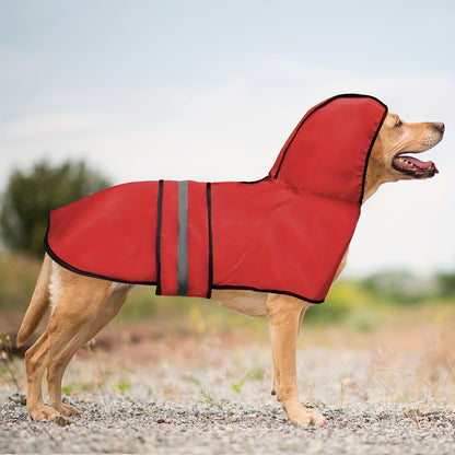 Adjustable Reflective Pet Raincoat for Dogs - Hand wash only, all-size fit, durable woven polyester, easy pullover design with secure fastening - Versatile red raincoat for dogs of all