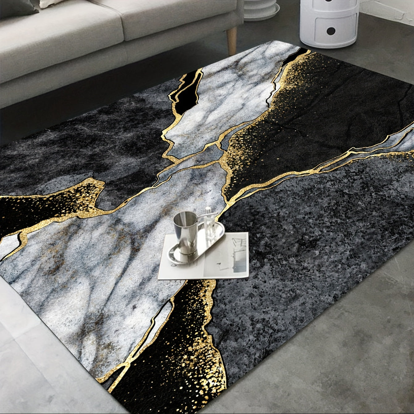 Marble Pattern Rug - 1 Piece, Non-slip and Absorbent, Stain-proof and Waterproof, Ideal for Living Room, Kitchen, Bedroom, Home Decor