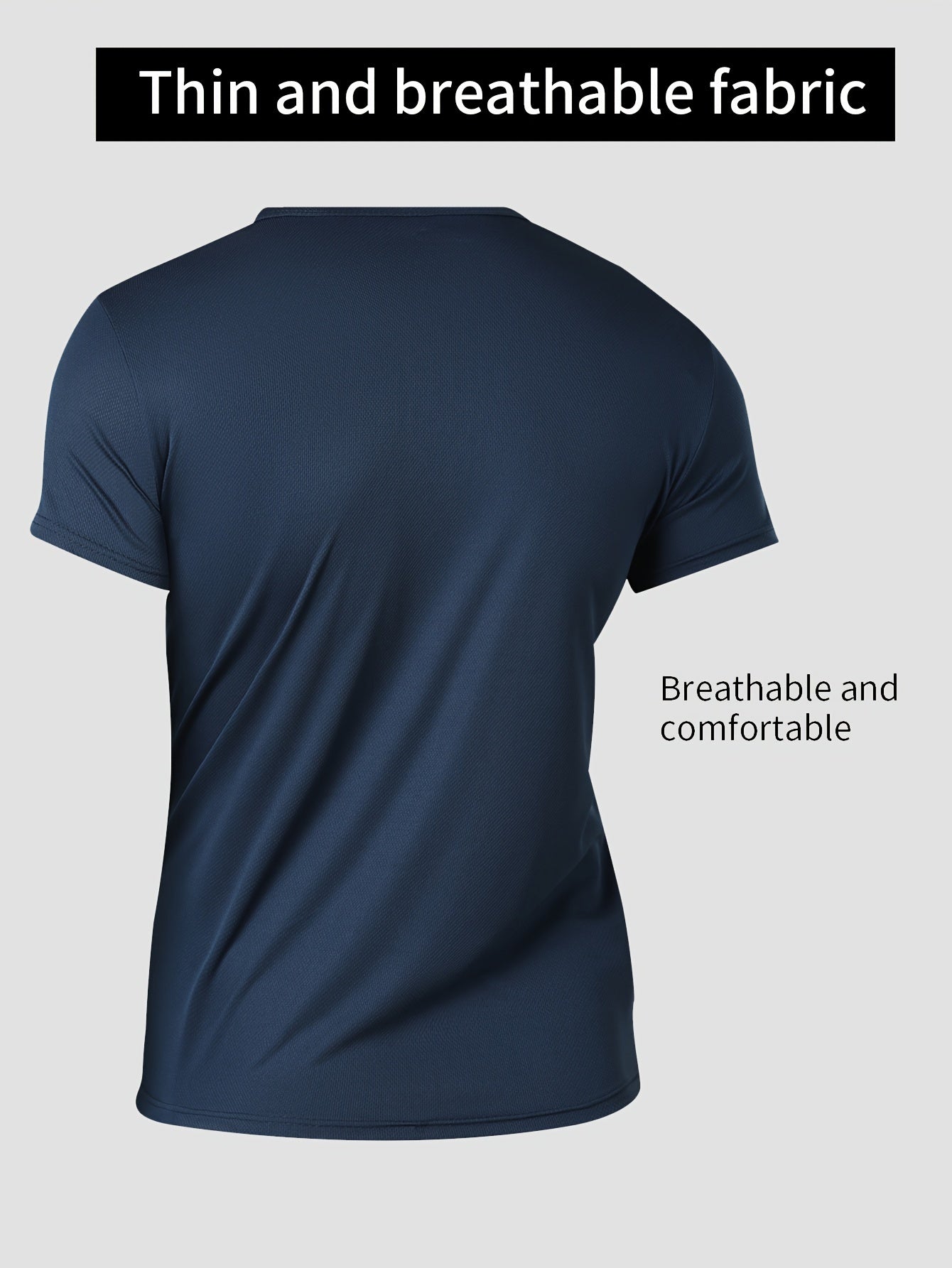 Men's Quick-Dry Athletic T-Shirt for Gym and Running: Breathable, Moisture-Wicking, Solid Color, Blazer, Round Leader