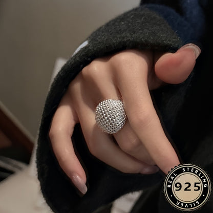 925 Sterling Silver Hollow Ball Ring with Adjustable Open Design - Elegant, Sexy, and Perfect for Casual Attire or Gifting