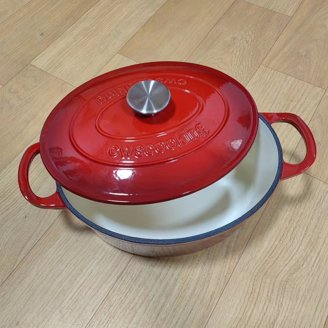 The Oval Stew Pot - Cast Iron Enamel Coated, Compatible with Induction Cooktops for Kitchen and Dining Use