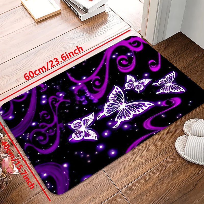 Soft Butterfly Kitchen Mat Set with Non-slip and Oil-proof Features - This waterproof runner mat is dirt-resistant and perfect as an entrance doormat or for use in the kitchen, living room, laundry room, or bathroom. The water-absorbing floor mat set is