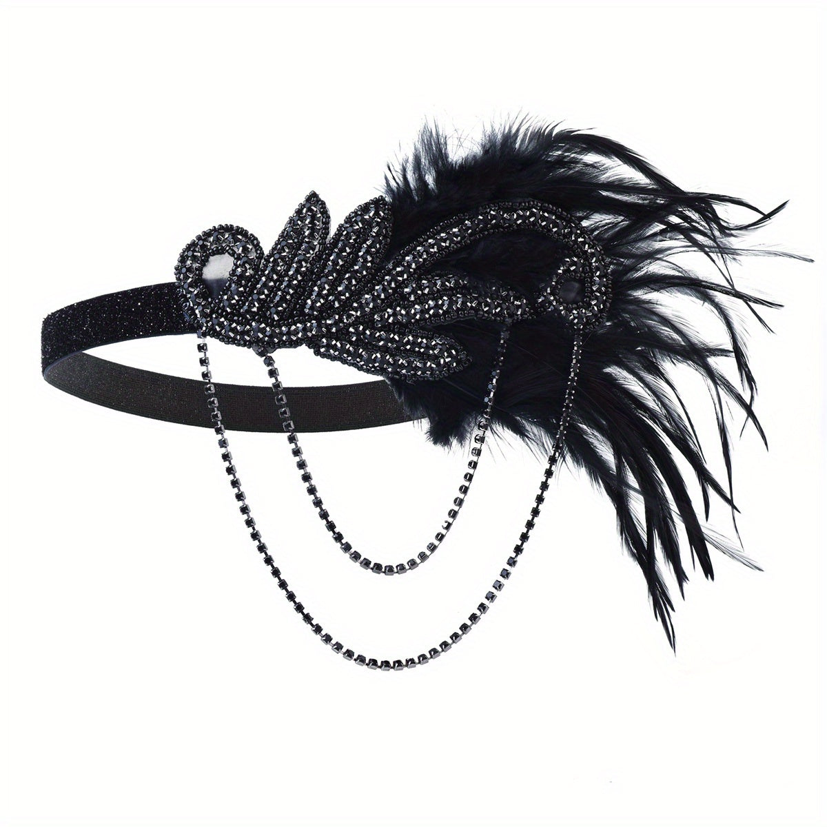 Faux Feather Headband with 1920's Style for Bachelorette Party, Masquerade, Halloween, and Rave - Hair Accessory for Women