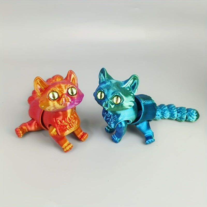 Mardi Gras Fantasy Cat Figurine with Articulated Joints - No electricity required, perfect for gifting on various occasions.