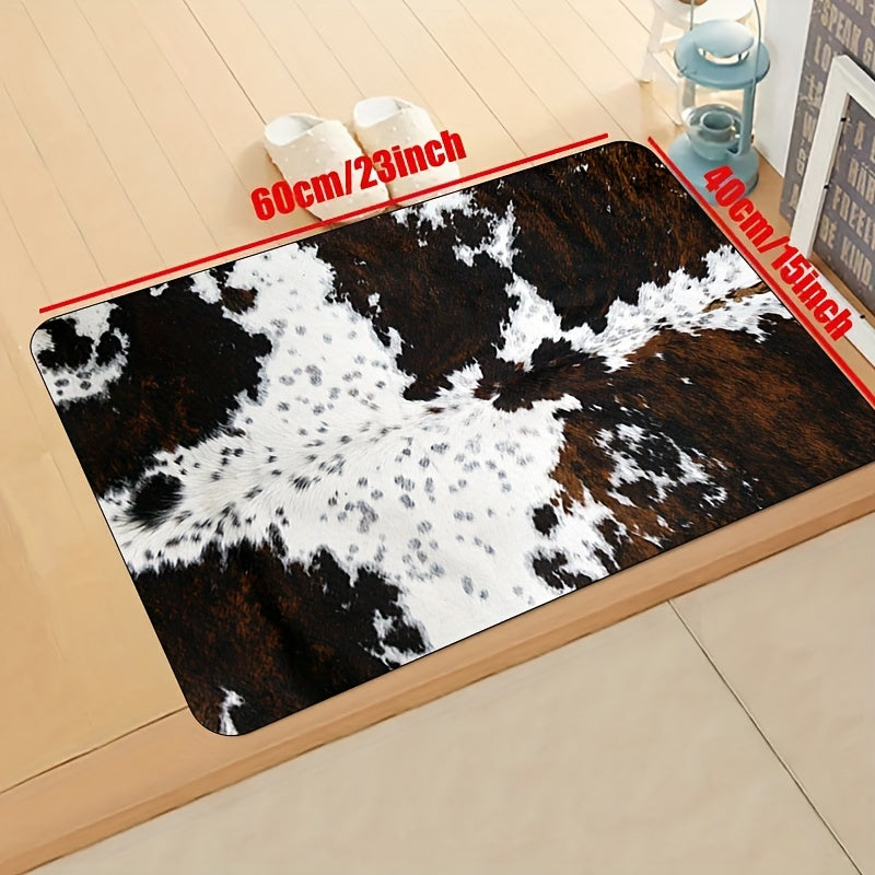 Cowhide Design Kitchen Mat: Keep your kitchen floor oil-proof with this durable and waterproof furniture throw carpet. This washable runner rug is perfect for spring decor and also makes a great gift for the corridor, laundry room, living room, bathroom