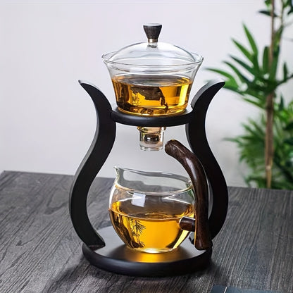 Lazy Kung Fu Glass Tea Set with infuser, magnetic switch, and teacup. Perfect for catering.