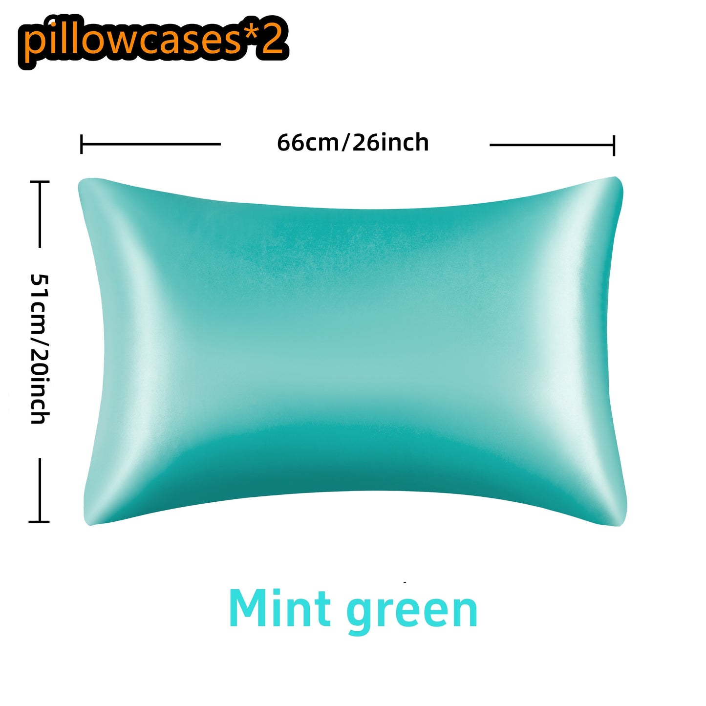 Two pieces of luxurious satin pillowcases available in various colors. These pillowcases feature a smooth and glossy finish with an envelope closure for convenience. They are machine washable and made of 100% polyester. No filler is included.