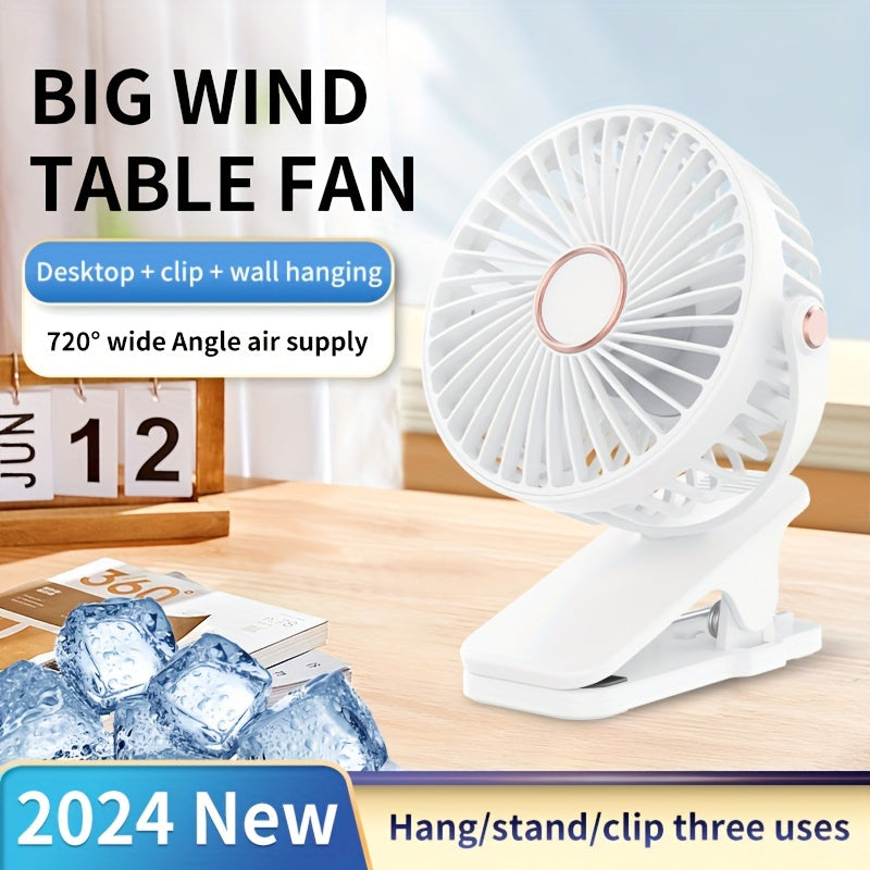 Stay Cool Anywhere with the QIANGDETAI Portable Clip Fan - 360° Rotation, High-Velocity Power, Rechargeable 800mAh Battery, USB Charging, and Quiet Operation - Ideal for Dorms, Bedrooms, Offices, and Improved Air Circulation