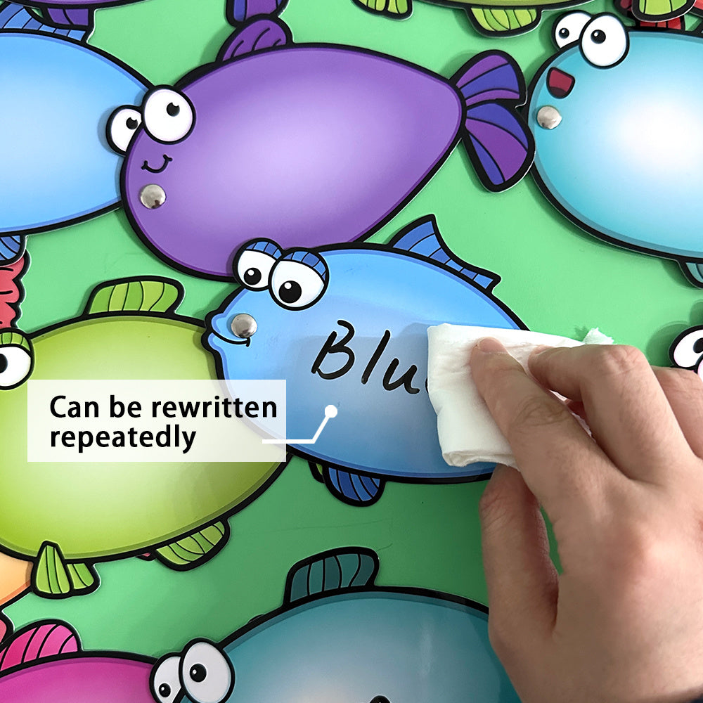 Kids Fishing game spelling toy teaching words with magnetic fish for educational purposes.