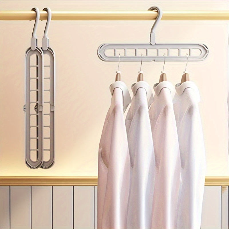 Space-Saving 9-in-1 Folding Clothes Hanger with 9 Holes, Lightweight Plastic Drying Rack, Organizer for Underwear, Travel, Bathroom, Bedroom, Closet, Wardrobe, Home, Dorm Room. Can be Wall-Mounted.