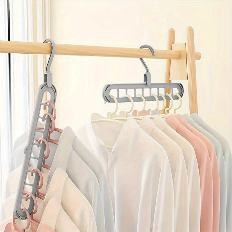 Space-Saving 9-in-1 Folding Clothes Hanger with 9 Holes, Lightweight Plastic Drying Rack, Organizer for Underwear, Travel, Bathroom, Bedroom, Closet, Wardrobe, Home, Dorm Room. Can be Wall-Mounted.