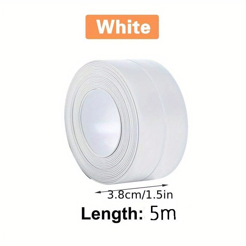 Waterproof PVC self-adhesive tape for sealing, ideal for spot-cleaning bathroom and kitchen sink walls and shower. Easy to apply and remove, providing a secure waterproof seal.