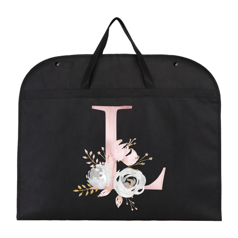 Garment Bag with Chic Pink Floral & Letter Print - Foldable and Moisture-Proof Cover with Zipper for Travel and Storage