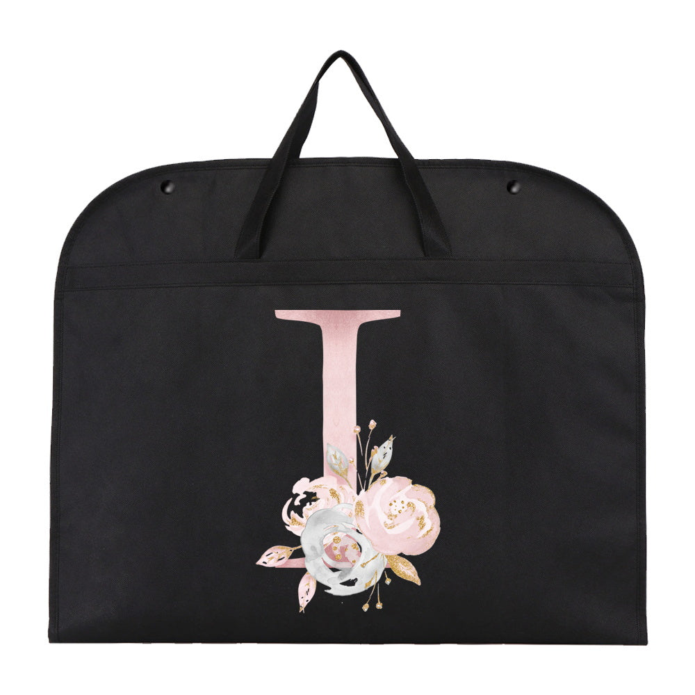 Garment Bag with Chic Pink Floral & Letter Print - Foldable and Moisture-Proof Cover with Zipper for Travel and Storage