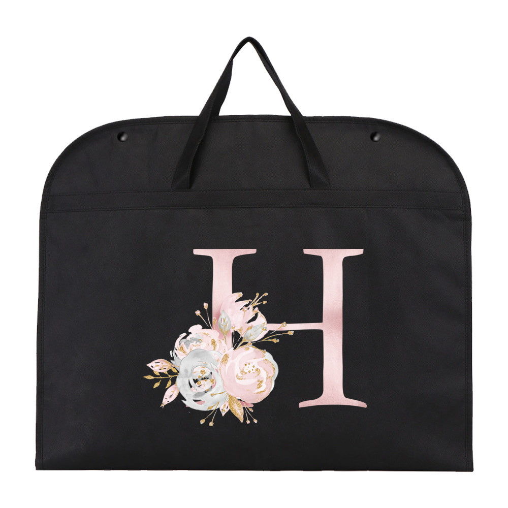 Garment Bag with Chic Pink Floral & Letter Print - Foldable and Moisture-Proof Cover with Zipper for Travel and Storage