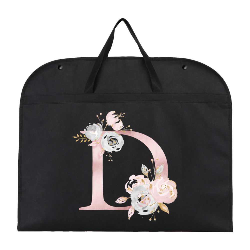 Garment Bag with Chic Pink Floral & Letter Print - Foldable and Moisture-Proof Cover with Zipper for Travel and Storage