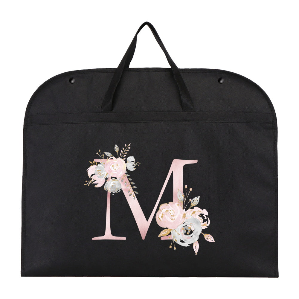 Garment Bag with Chic Pink Floral & Letter Print - Foldable and Moisture-Proof Cover with Zipper for Travel and Storage