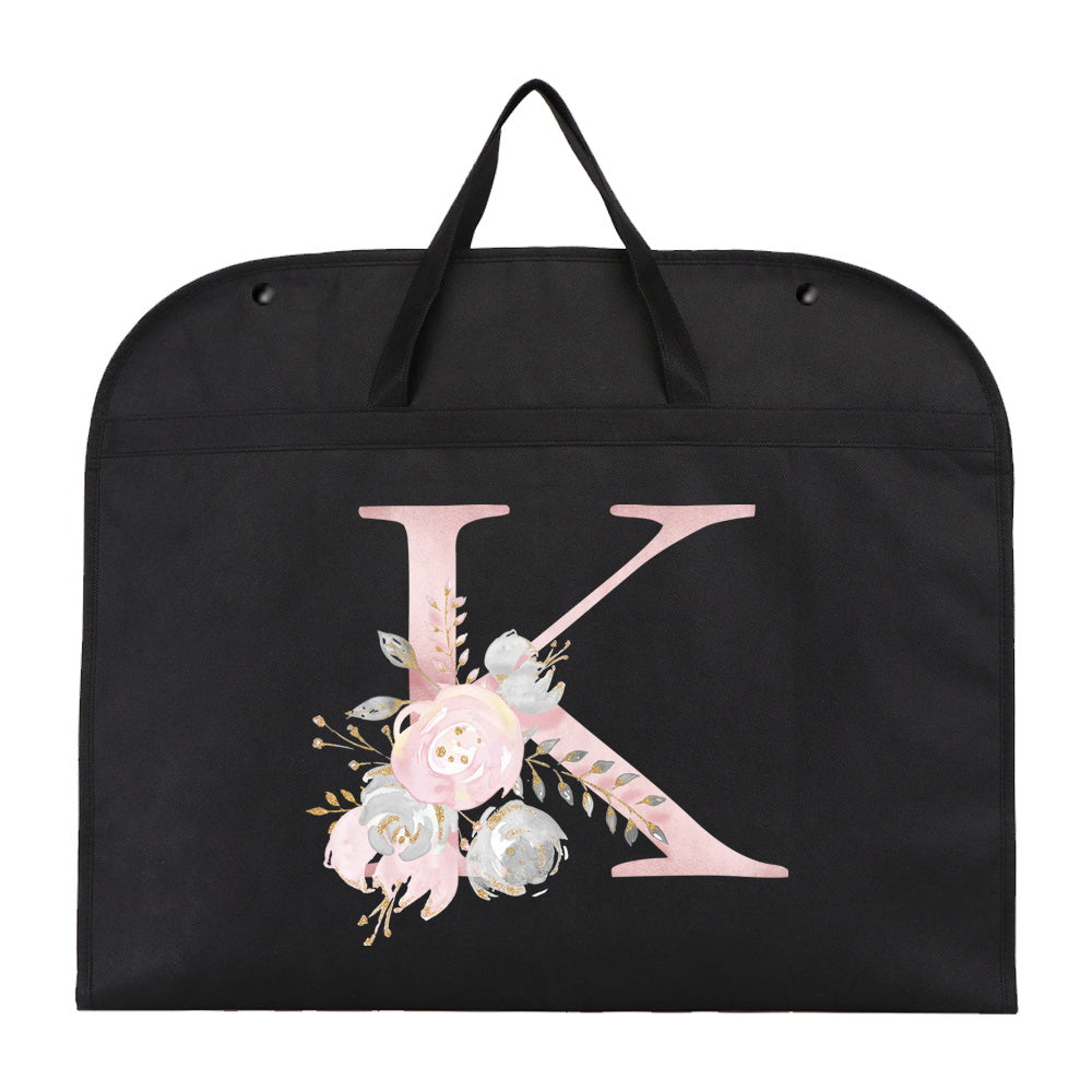 Garment Bag with Chic Pink Floral & Letter Print - Foldable and Moisture-Proof Cover with Zipper for Travel and Storage