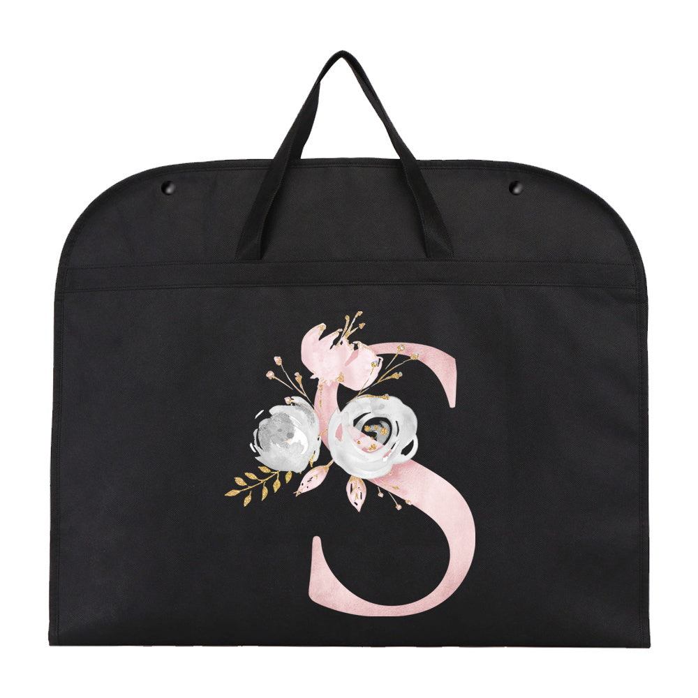 Garment Bag with Chic Pink Floral & Letter Print - Foldable and Moisture-Proof Cover with Zipper for Travel and Storage