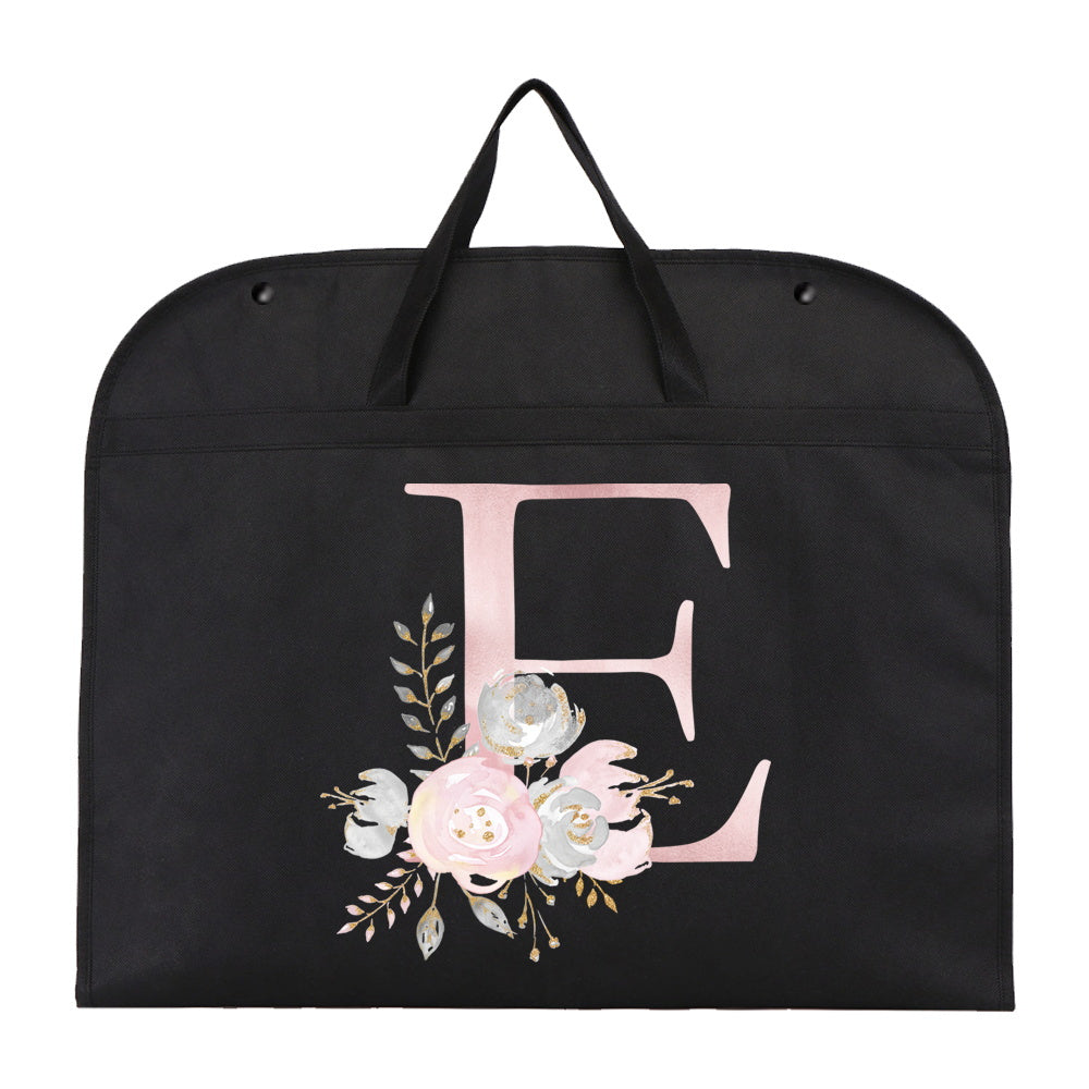 Garment Bag with Chic Pink Floral & Letter Print - Foldable and Moisture-Proof Cover with Zipper for Travel and Storage