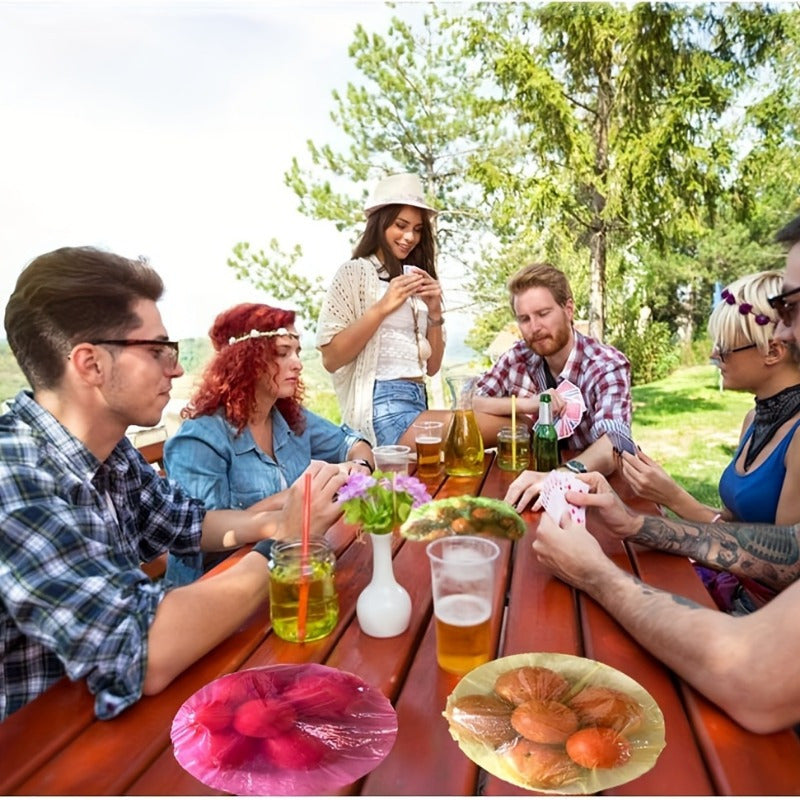 Set of 96 pieces, these food covers are designed for elastic food storage and are reusable. They are fitted bowl covers with a semi-transparent tray cover perfect for leftovers, fruits, and vegetables. Ideal for picnics, camping, and home kitchens, these