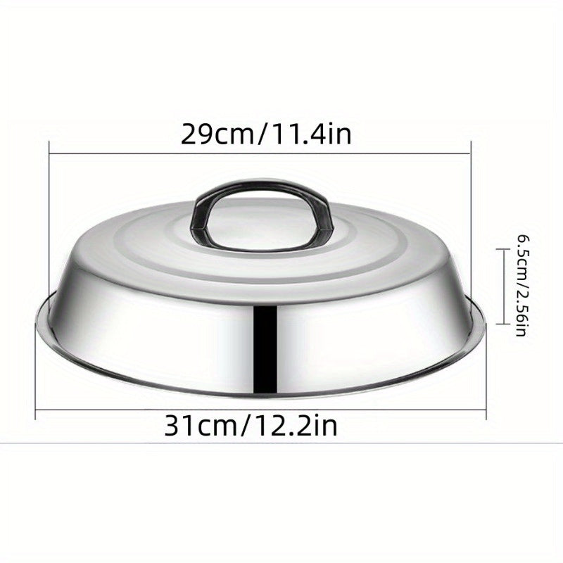 Stainless Steel Cheese Melting Dome and Steaming Cover, Ideal for Flat Top, Grill Cooking, Indoor or Outdoor Griddle Accessories - 1 Piece, 32 cm Round Basting Cover