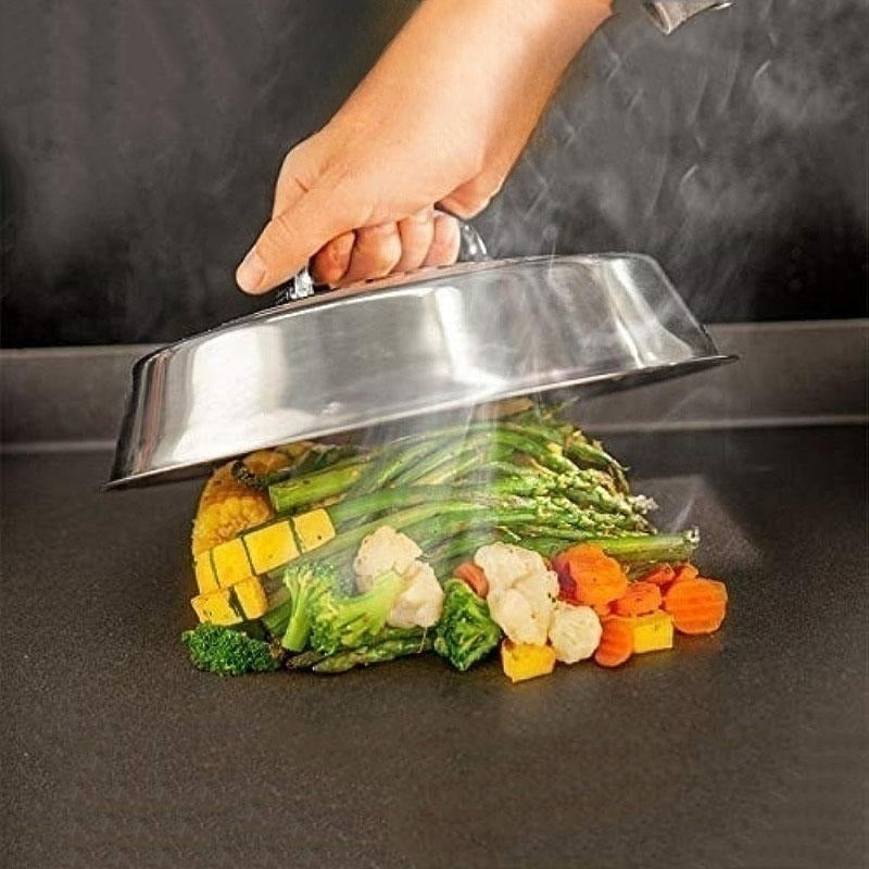 Stainless Steel Cheese Melting Dome and Steaming Cover, Ideal for Flat Top, Grill Cooking, Indoor or Outdoor Griddle Accessories - 1 Piece, 32 cm Round Basting Cover