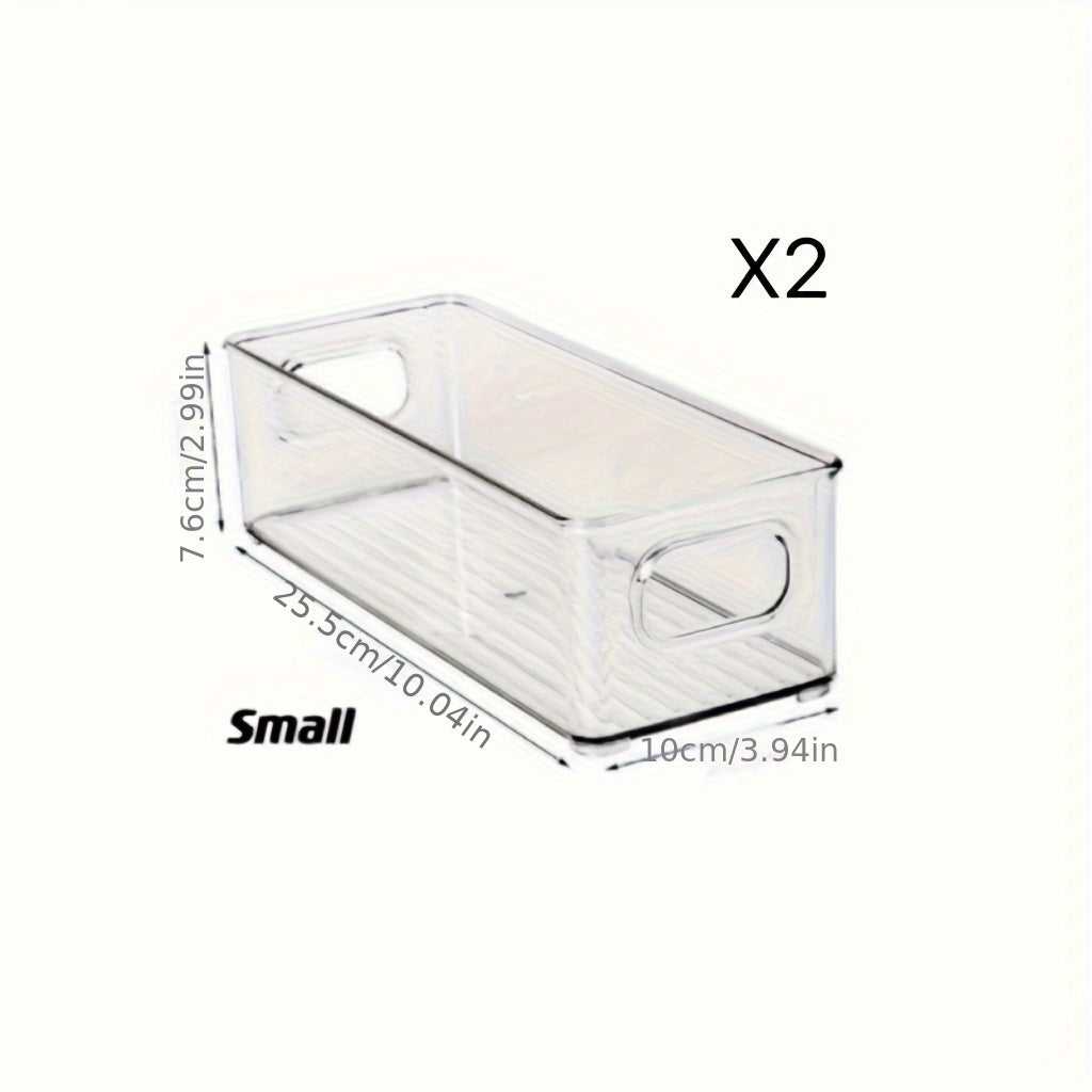 Refrigerator Storage Bins in Sets of 2, 4, or 6 - Stackable Space-Saving Organizer Bins with Handles and Transparent Design for Kitchen, Freezer, Pantry, Cabinets, Drawers, and Shelves - Fruit Container and Kitchen Supplies Organizer