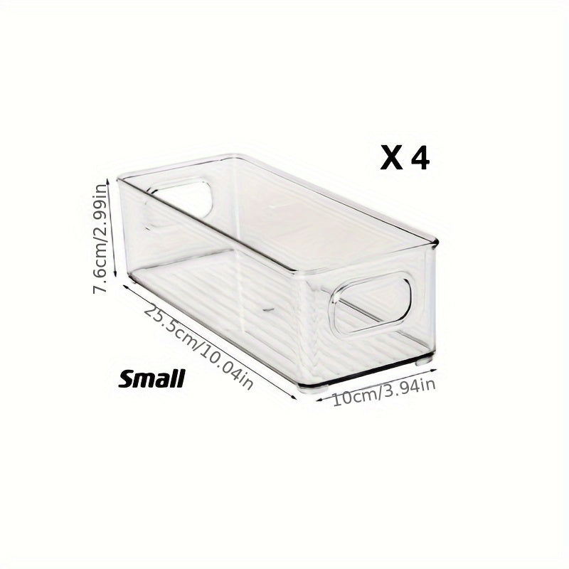 Refrigerator Storage Bins in Sets of 2, 4, or 6 - Stackable Space-Saving Organizer Bins with Handles and Transparent Design for Kitchen, Freezer, Pantry, Cabinets, Drawers, and Shelves - Fruit Container and Kitchen Supplies Organizer