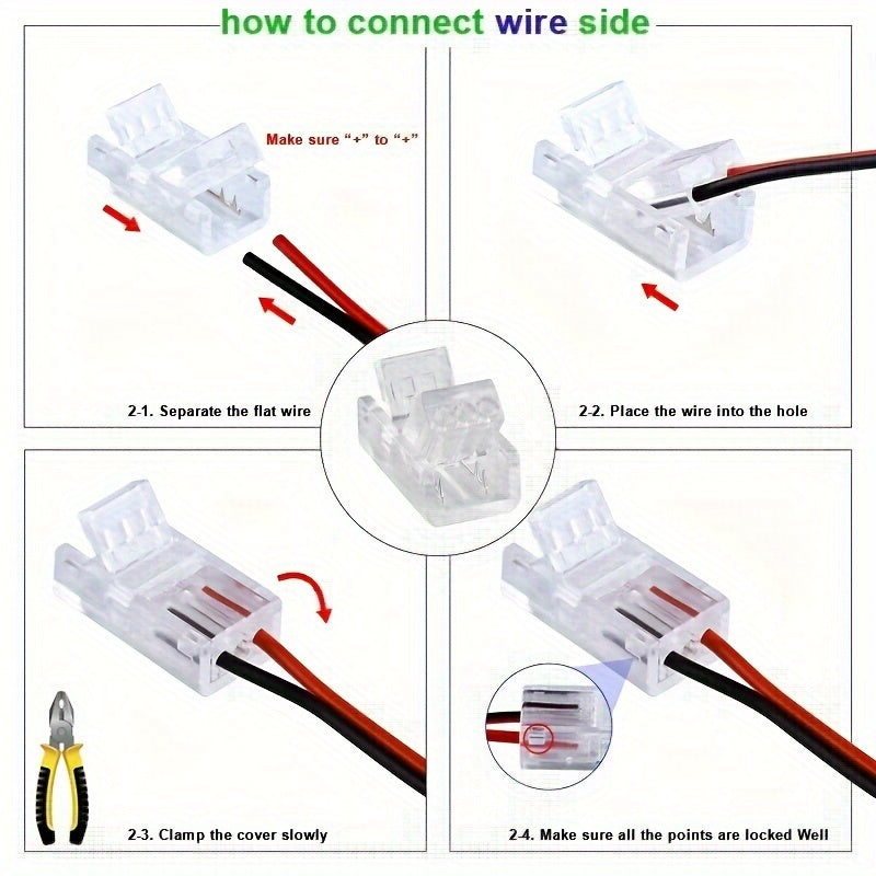 16pcs No Soldering 2 Pin LED Strip Connectors for connecting LED strip wires.