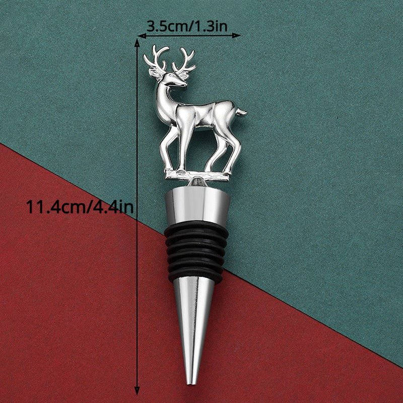 Unique Christmas gift: Cute deer wine bottle stopper for parties, weddings, and events.