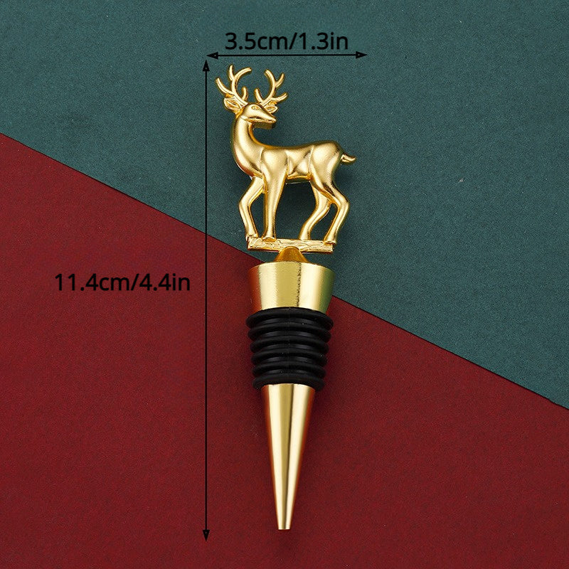 Unique Christmas gift: Cute deer wine bottle stopper for parties, weddings, and events.