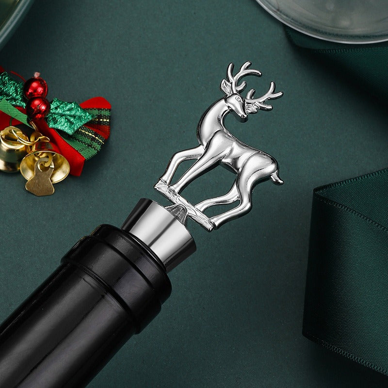 Unique Christmas gift: Cute deer wine bottle stopper for parties, weddings, and events.