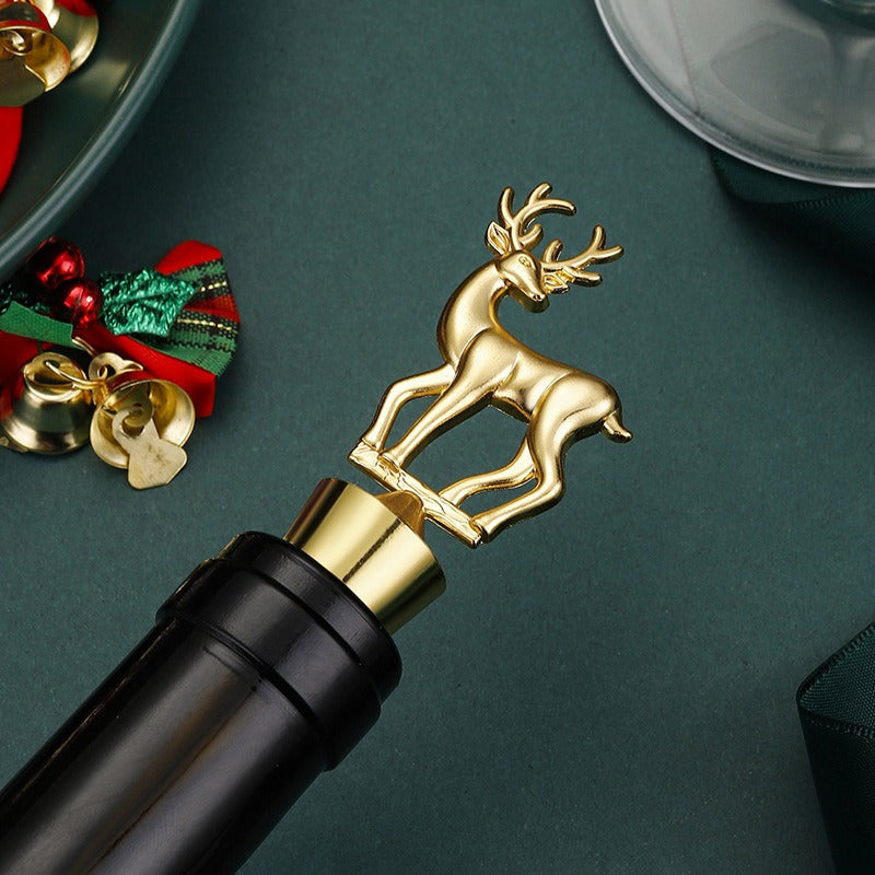 Unique Christmas gift: Cute deer wine bottle stopper for parties, weddings, and events.