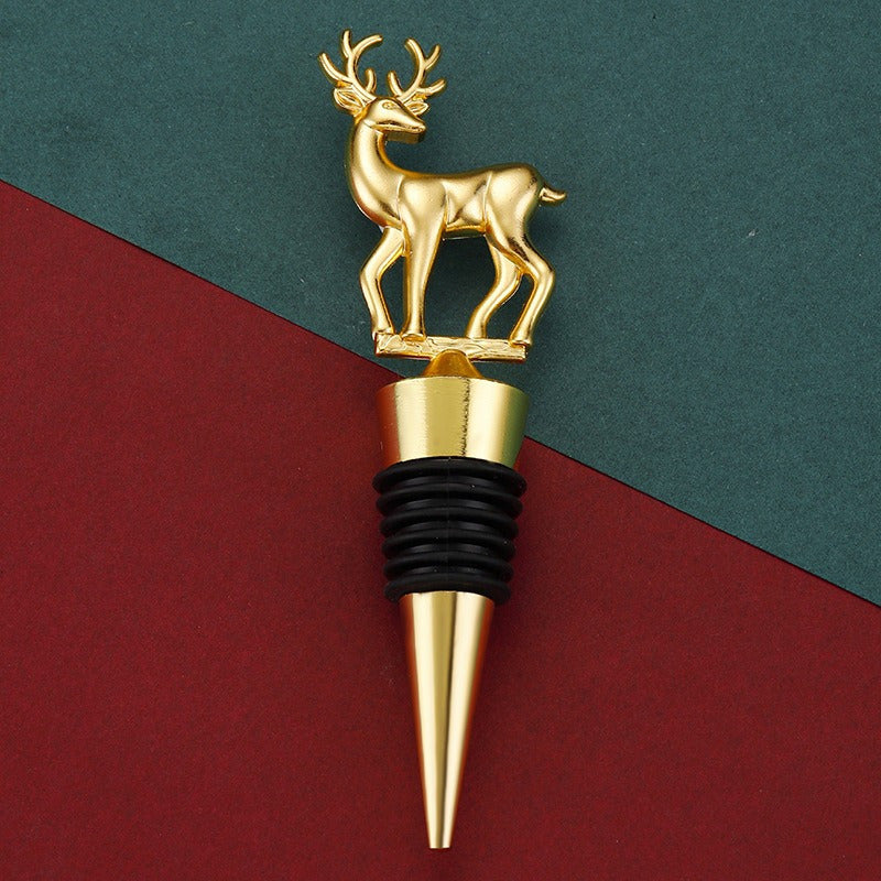 Unique Christmas gift: Cute deer wine bottle stopper for parties, weddings, and events.